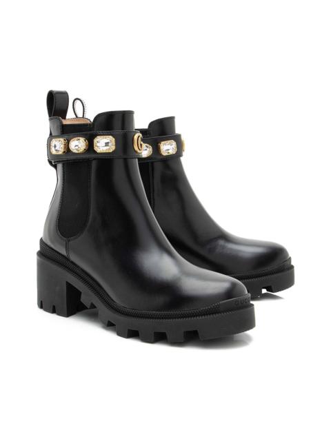 GUCCI Gucci Women's Calfskin leather Calfskin Crystal Trip Chelsea Boot (Authentic Pre-Loved)
