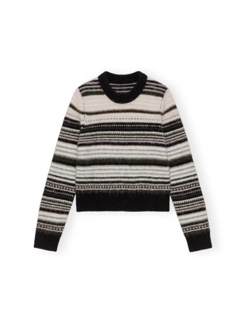 GANNI STRIPED O-NECK SWEATER