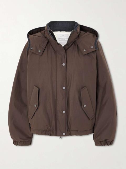 Hooded shell down jacket Brown