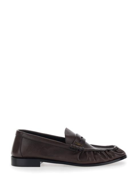 SAINT LAURENT Saint Laurent Men 'Le Loafer' Brown Loafers With Rounded Toe In Leather For Men