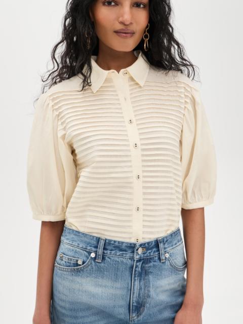 ULLA JOHNSON Cordelia Short Sleeve Button Up Top