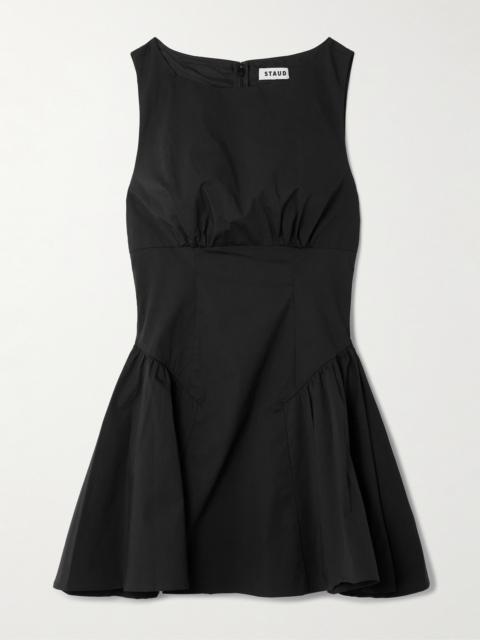 STAUD Gwen Paneled Cotton-blend Poplin Mini Dress