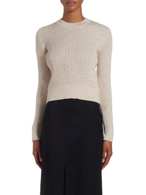 Golden Goose Crystal Embellished Virgin Wool Rib Crewneck Sweater