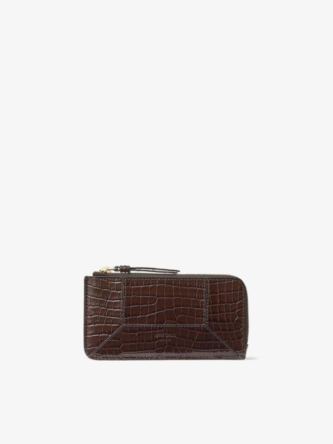 JIMMY CHOO DM Lise-Z
Chocolate Croc Embossed Calf Leather Coin Purse