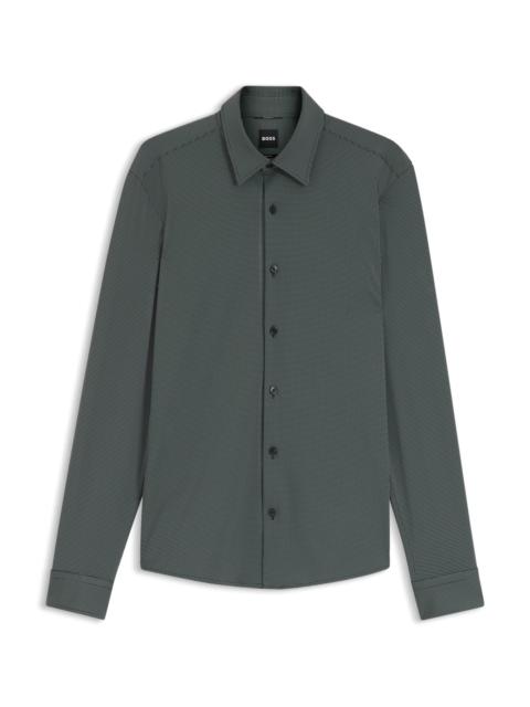 BOSS PATTERNED SLIM-FIT SHIRT IN PERFORMANCE-STRETCH JERSEY