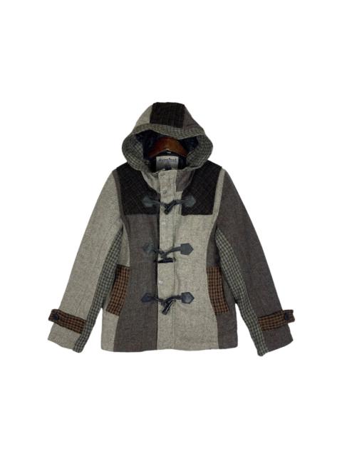 Other Designers Vintage - 1998 UK Wear Harris Tweed Hoodie Patchwork Short Duffle