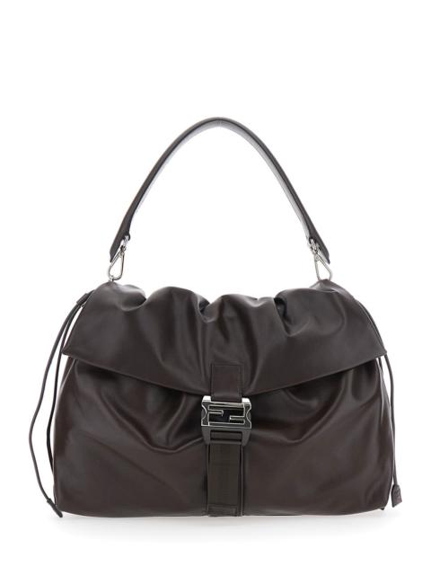 FENDI Fendi Men 'Mama Baguette Large' Brown Shoulder Bag With Ff Closure On The Front In Leather Woman