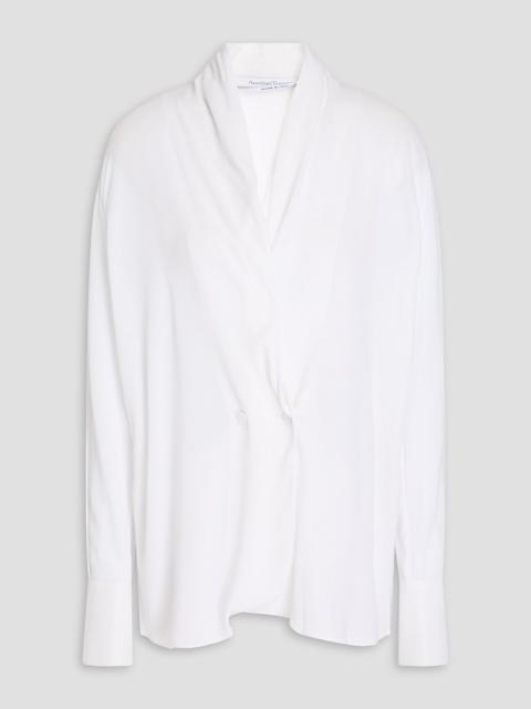 Another Tomorrow Draped stretch-crepe blouse