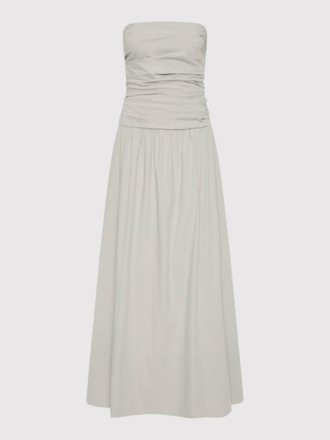 ST. AGNI Gathered Strapless Tie Back Dress - Silver