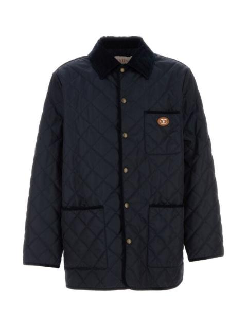 Valentino Garavani Men Navy Blue Nylon Jacket