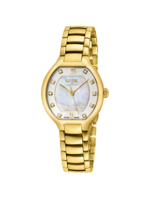 Other Designers Gevril Lugano Diamond Mother of Pearl Dial Ladies Watch 14021B