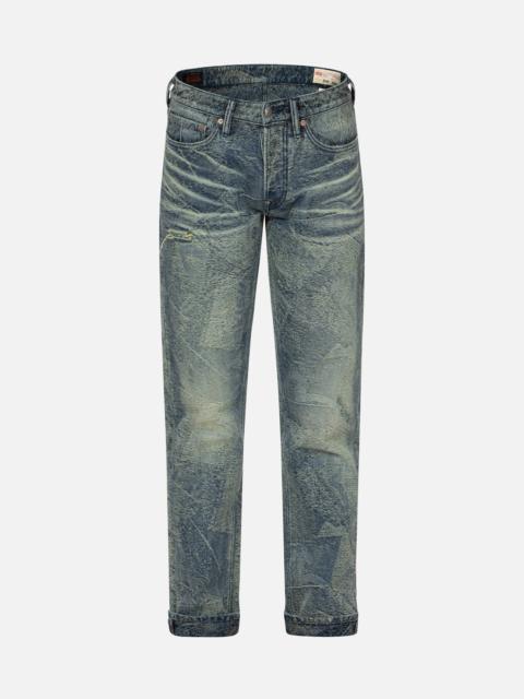 EVISU WASHED SEAGULL EMBROIDERY REGULAR STRAIGHT FIT JEANS #2008