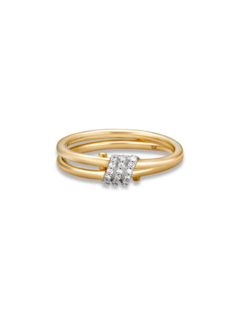 STONE AND STRAND Twinkling Twine Pavé Duo Ring
