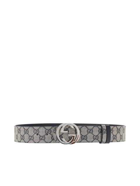 GUCCI Gucci GG Fabric and Leather Reversible Belt Blue