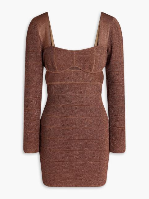 Other Designers Cutout metallic bandage mini dress