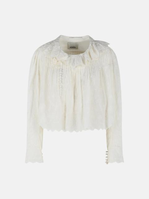 Isabel Marant 'ZELLY' WHITE COTTON AND SILK BLOUSE