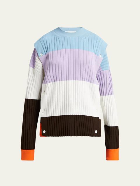 SETCHU Detachable Ribbed Button Sweater