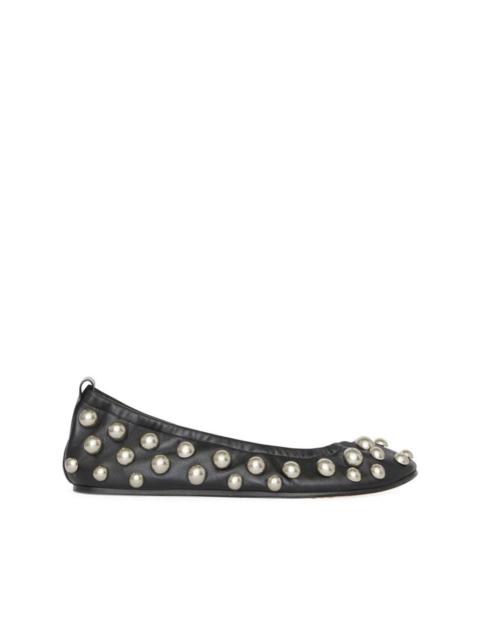 stud-embellished leather ballerina shoes