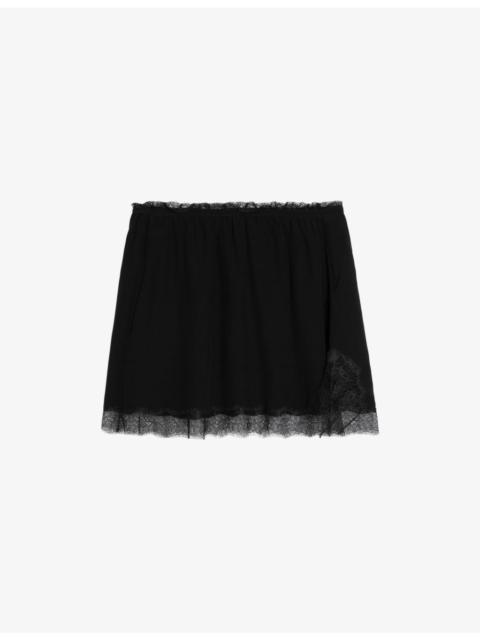 Zadig & Voltaire Jarvisa Lace-Trim Woven Midi Skirt