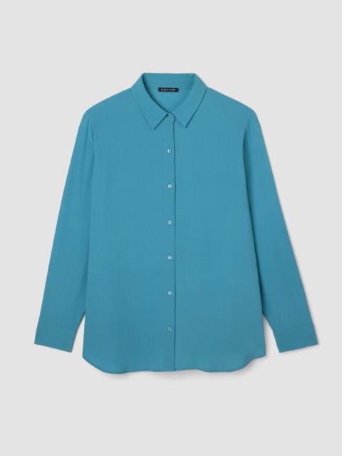 EILEEN FISHER Silk Georgette Crepe Classic Collar Shirt