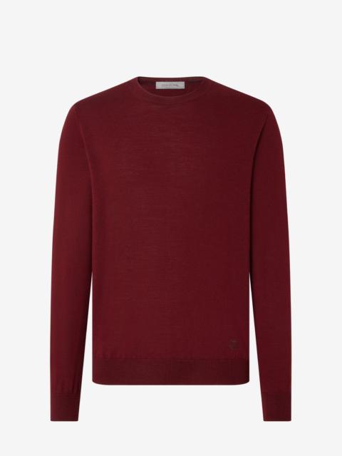 CORNELIANI Burgundy crew neck extra fine wool jumper