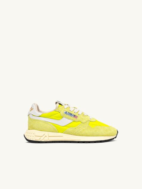 AUTRY REELWIND LOW SNEAKERS IN WHITE AND EVENING PRIMROSE NYLON AND SUEDE