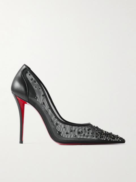 Christian Louboutin Miss Z Degrastrass Perla 100 Leather-trimmed Mesh Pumps