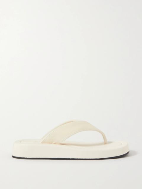 The Row Ginza Leather And Velvet Platform Flip Flops