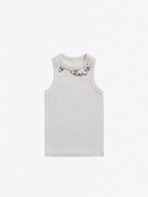 AREA DISTRESSED CRYSTAL RIBBED KNIT TANK TOP