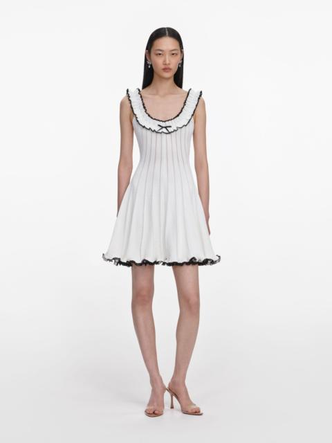 self-portrait White Contrast Trim Knit Mini Dress