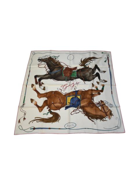 Hermès Hermes Grand Galop Carre 90 Scarf Cream