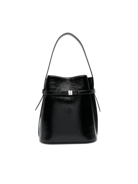 belted naplack-leather bucket bag