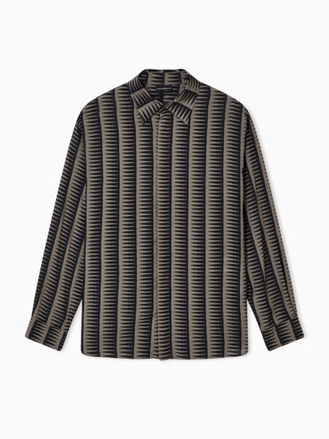 EMPORIO ARMANI COMFORT FIT SHIRT IN ALL-OVER PRINT LYOCELL BLEND