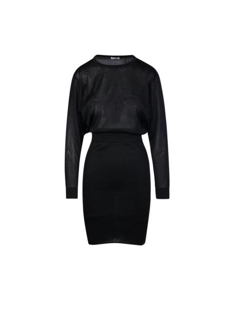 SAINT LAURENT Saint Laurent Black Long-Sleeve Ackless Knit Dress, Size Small