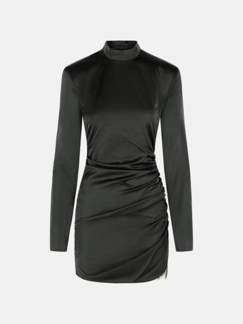 ROTATE BLACK POLYESTER SATIN MINI DRESS