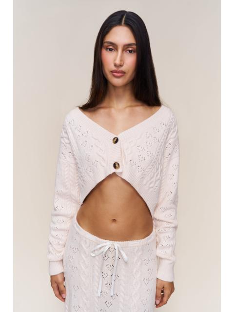 GUIZIO NOAH WOOL CABLE CROP CARDIGAN