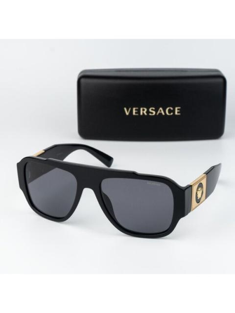 VERSACE Versace Men Sunglasses Black Grey Polarized Pilot VE4436U GB1/81 NEW AUTHENTIC