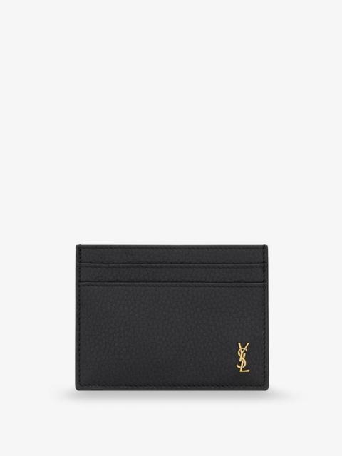SAINT LAURENT Saint Laurent Tiny Cassandre Hammered Leather Card Holder Black
