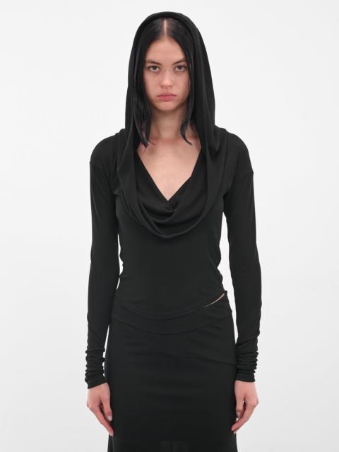 PRISCAVera Black Hooded Long Sleeve Top
