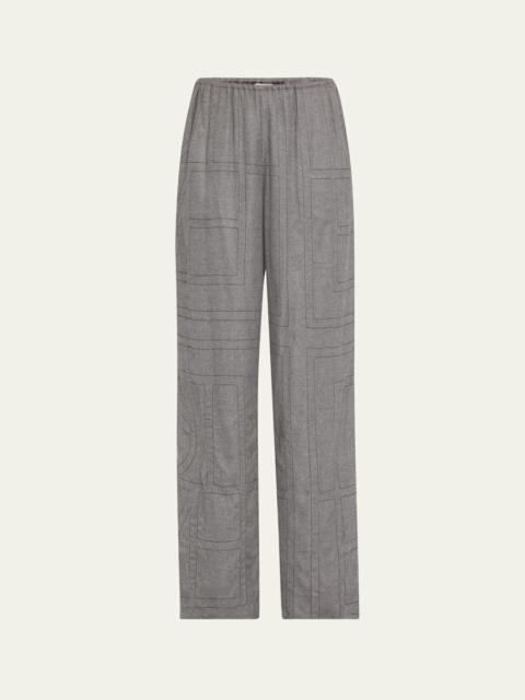 TOTEME Monogram Flannel Pajama Bottoms