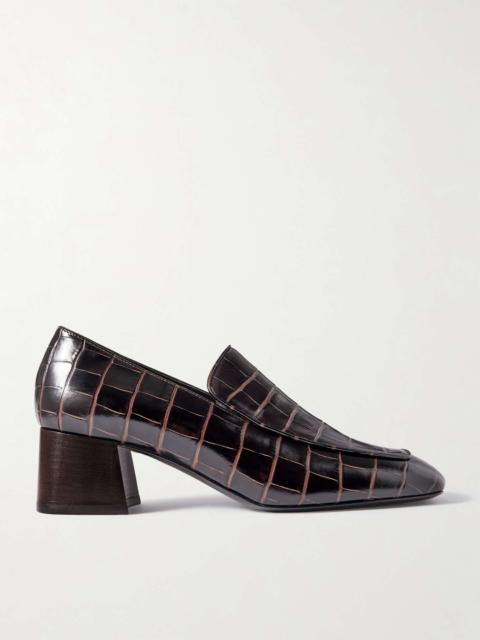 + NET SUSTAIN The Block Heel croc-effect leather pumps Chocolate