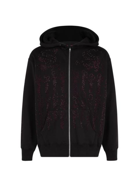 Supreme Rhinestone Zip Up Hooded Sweatshirt