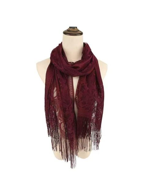 Other Designers Japanese Brand - Floral Lace Scarf Tassel Fringe Shawl Wrap Flower Headscarf