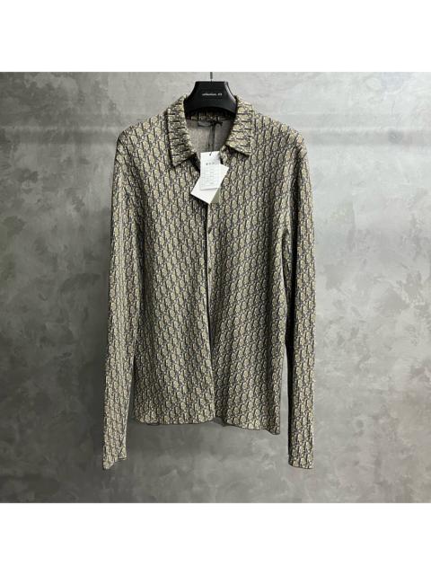 Dior Dior Beige Cotton Classic Long-Sleeve Shirt with All-Over Logo Print