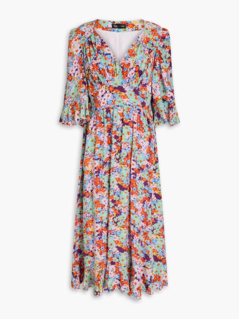STINE GOYA Evelyn pleated floral-print silk crepe de chine midi dress