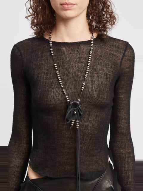 Ann Demeulemeester Sindri Silver Necklace With Small Leather Bag Pendant