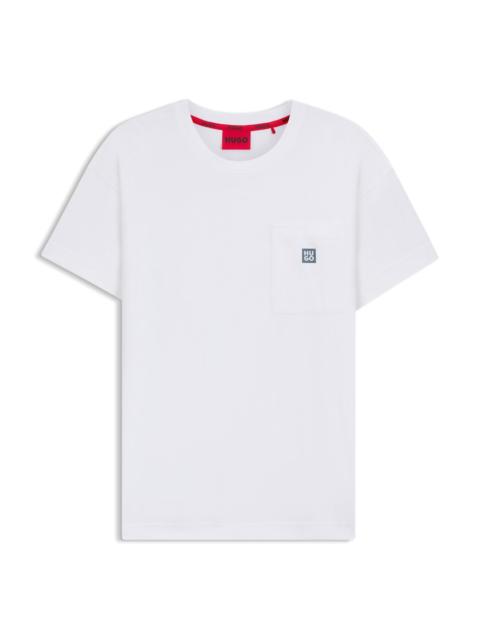 HUGO STACKED-LOGO PYJAMA T-SHIRT IN STRETCH COTTON