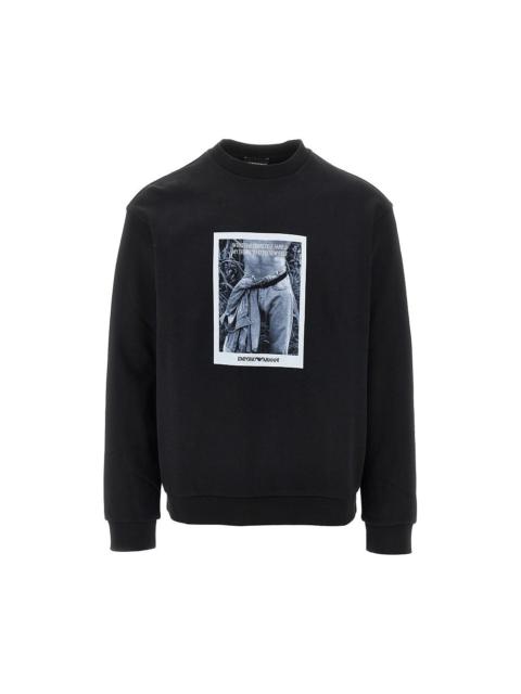 EMPORIO ARMANI Emporio Armani Logo Print Crewneck Sweatshirt Black