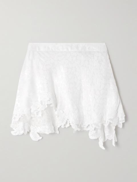 Isabel Marant Reana Lace-trimmed Satin-jacquard Mini Skirt