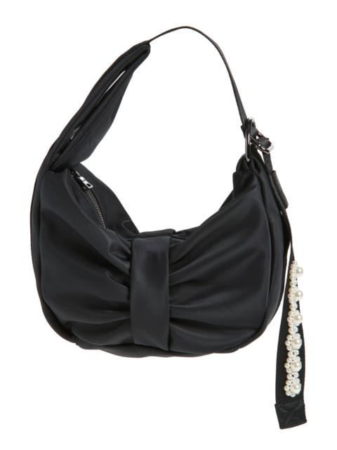 Simone Rocha Simone Rocha Mini Bow Sateen Sling Bag in Black/Pearl at Nordstrom